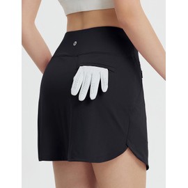 BALEAF Women's Golf Skirt, Tennis Skirt, 16 Inch Trouser Skirt with Inner Shorts, Athletic Skirt with High Waist for Sports, Golf, Hiking, Everyday Use, black