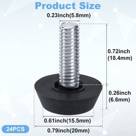 Isslly 24 pcs M6 Thread Furniture Feet, Black Adjustable Table Legs, Table/Chair/Furniture Feet Levelers, Furniture Feet Screw in Threaded for Home School