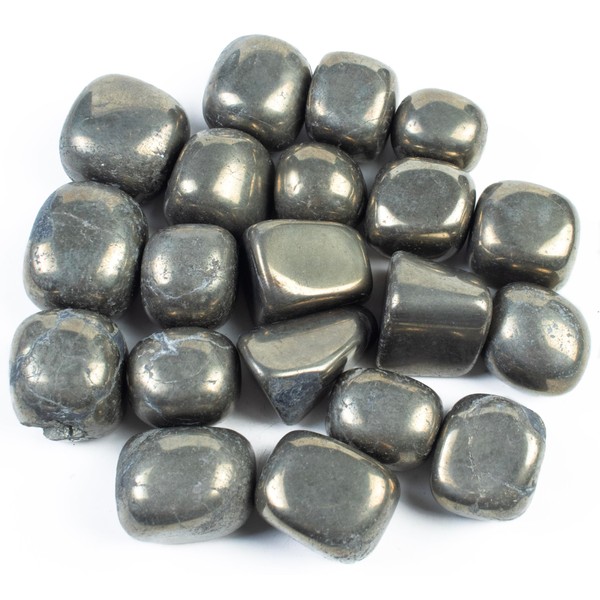 Crocon Golden Pyrite Tumbled Stones and Crystals Bulk, Polished Stones - Rock Collection - Vase Filler Tumbles - Crystals Healing Reiki - Gemstone Gifts, Good Luck, Fountain Tumbles | Size 20 mm, 1 lb