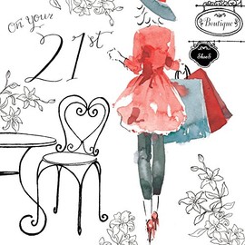 Twizler 21st Birthday Card For Her Crystal Finish – Unique Watercolor – 21 Year Old Girl – Age 21 Birthday Cards – Luxury Birthday Cards Women – Happy 21st Birthday Card – Female Birthday Card 21st