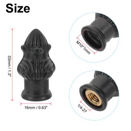 PATIKIL 33 x 16mm Lamp Finials Caps Knob, 4 Set Solid Lamp Shade Top Decoration Screw Cap Nuts with Brass Reducing Adapter for Table Lamps Floor Lamps, Black