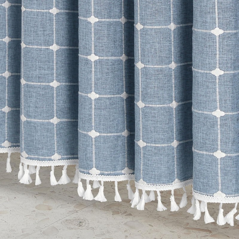 MitoVilla Boho Small Stall Shower Curtain 36 x 72, Blue