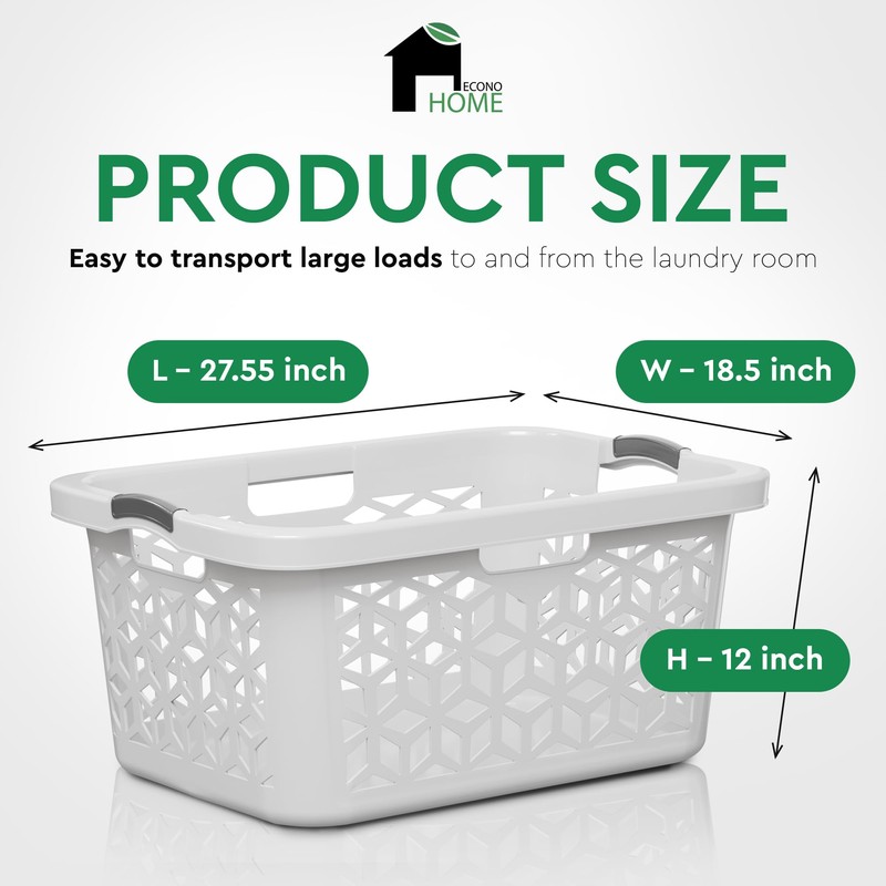 EconoHome Laundry Basket - Large 2 Bushel Laundry Basket with