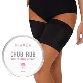 Chamois Cream GLAMZA ‘Chub Rub’ Anti Chafing Cream & Pair of Thigh Bands for Men & Women - Prevents Chaffing for Cyclists, Runners and More 50ml (Size D (58-65cm))