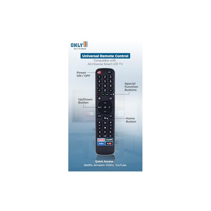 Universal Remote Control Compatible with All Hisense Smart LED TV