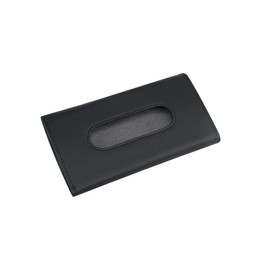 Car Tissue Holder, PU Leather Hanging Paper Towel Clip, Car Tissue Paper Storage Cases for Car Sun Visor, Car Backseat & Vehicle Door Decoration Black