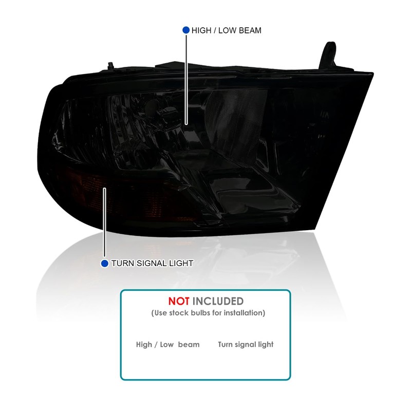 Spec-D Tuning Smoke Headlights Compatible with 2009-2018 Dodge RAM 1500/2500/3500