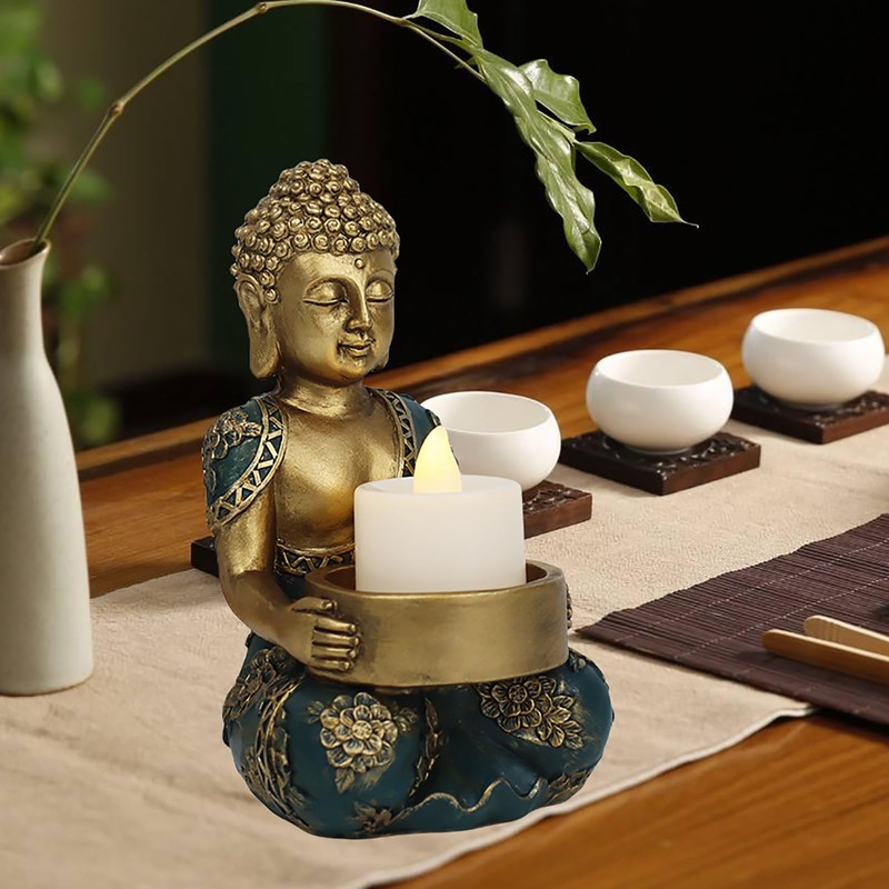 TOLATR Zen Meditation Buddha Statue Candle Holder Spiritual Room Decor