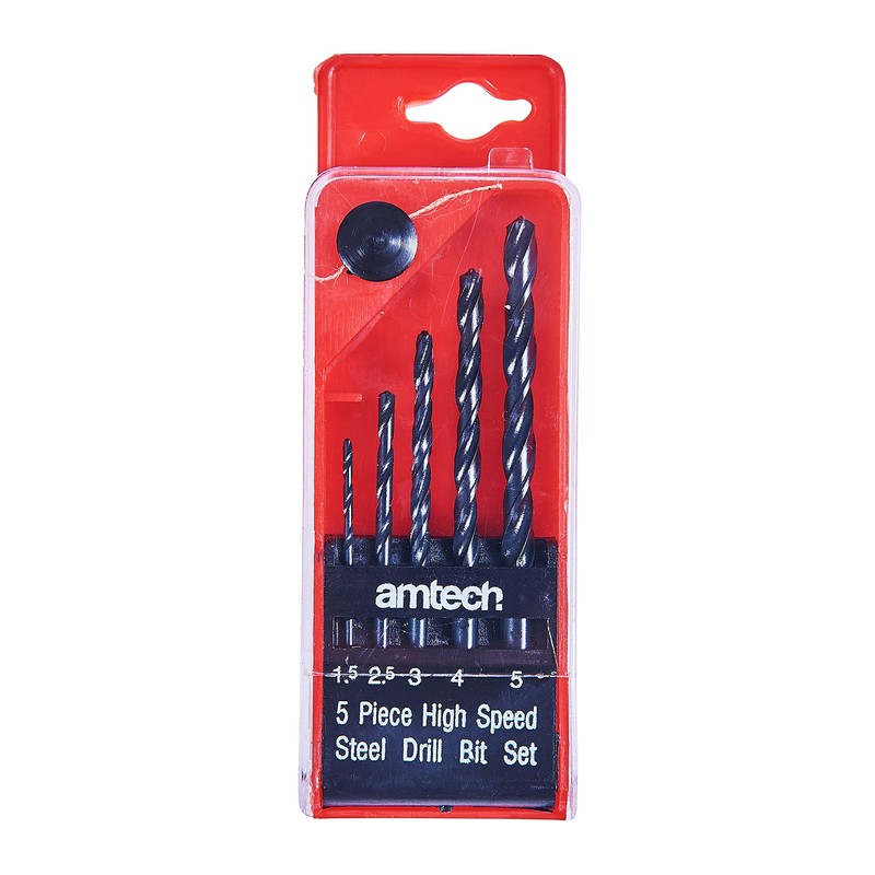 Amtech F0950 5 Piece high Speed Steel (HSS) Drill Set