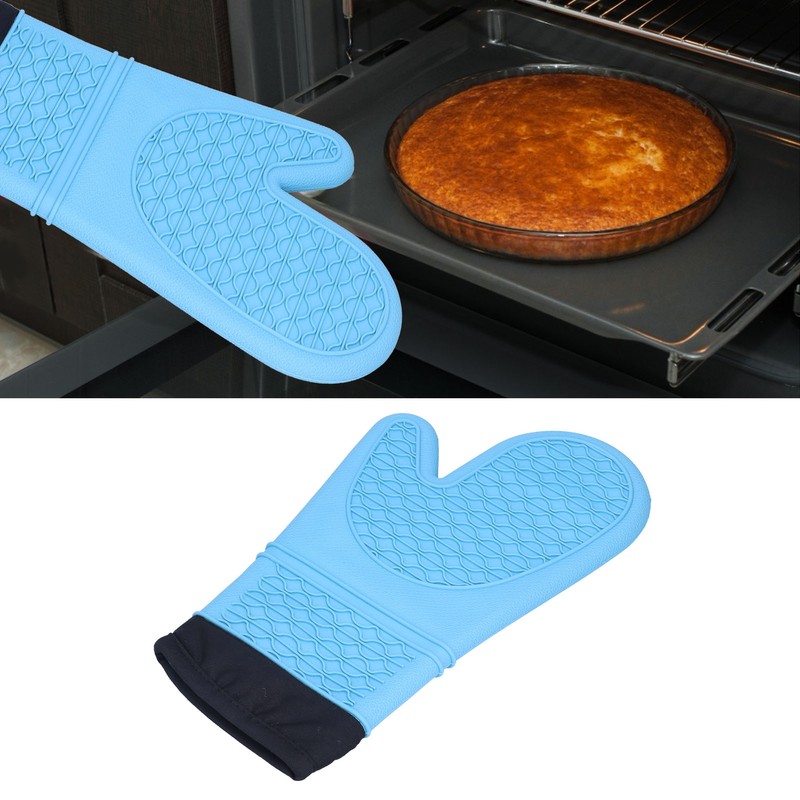 Silicone Oven Mitts with Cotton Heat Insulated Anti Scalding Baking