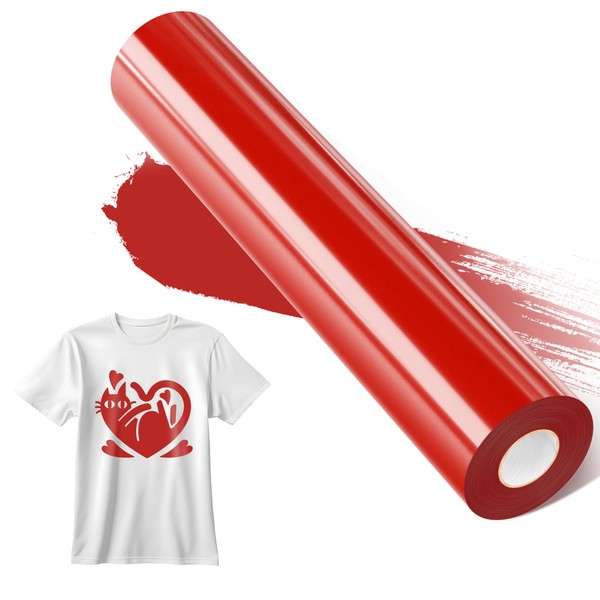 Red HTV, 12" x 15ft Red Heat Transfer Vinyl Rolls,