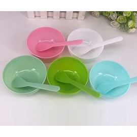 lasenersm 6 Pieces Plastic Facial Mask Mixing Bowl With Stirring Spatula Facemask Bowl Mud Mask Mixing Bowl DIY Skin Care Mixing Tool Kit for Lady Women Home Beauty Salon Use, Random Color