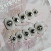 Black Cheek Twinkle Handmade Nail Tips - Almond S /