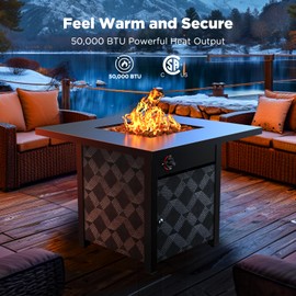 Ciays Ciays Propane Fire Pits 28 Outdoor Gas Fire Pit, 50,000 BTU Square Fire Pit Table with Lava Rocks, 2-in-1 Fire Table with Removable Lid, CSA-Certified for Outside Patio, Parties, Backyard, Garden