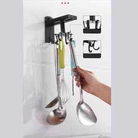 Zerodis Kitchen Utensil Swivel Hook,8 Hooks 360 Degree Rotatable Kitchen Utensil Hanger Hanging Holder Utensil Hanging Rack Wall Mounted Utensil Organizer for Coat Hat Cups Spoons Towels Shovels