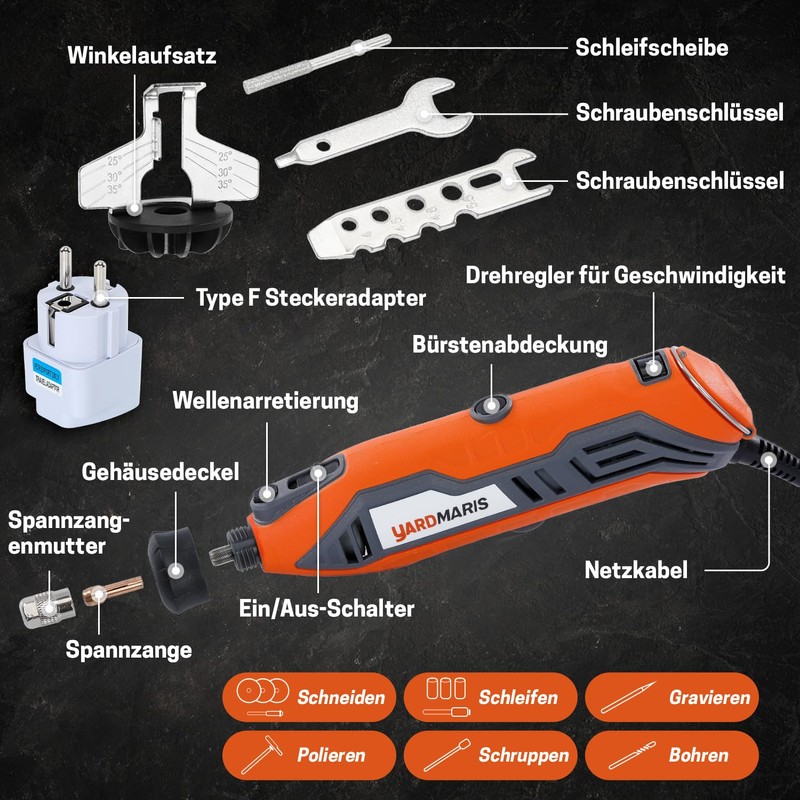 YARDMARIS Electric Chain Sharpener Set with Titanium Coated Diamond Bits,