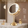 Vesaur 8.5'' Large Gold Lighted Makeup Mirror, 1X/10X Clear Seamless