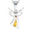 Genuine Cognac Baltic Amber & Sterling Silver Angel Pendant without