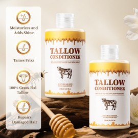Beef Tallow Hair Conditioner, Nourishing Frizz Control Moisturizing Hair Treatment for All Hair Types, Smooths & Repairs Damaged Hair Split Ends, Detangles Softens Suitable for Men and Women, 250g
