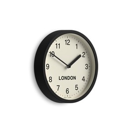 Jones Clocks® London Time Zone wall clock | Small modern round clock | 20cm | Black | Easy to read numbers | Ideal for kitchen, living room, office or any small space