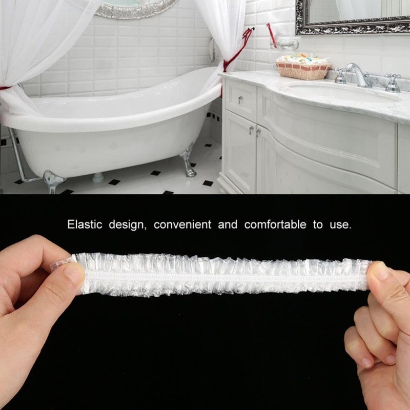 Cofias Desechable,100 PCS Tapa de ducha plástica desechables gorra de