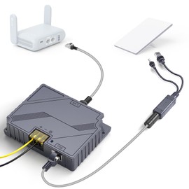 XLTTYWL Starlink Mini Poe Injector, 150W 2 in 1 GigE Passive & ESD Protection Star Link 12v Conversion Kit with StarLink DC&RJ45 Adapter Splitter DC 9-36V/150W for Starlink Mini Dishy