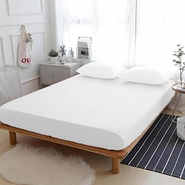 APEX FURNISHINGS Double Fitted Sheet, White 100% Egyptian Cotton deep fitted sheets double bed 300 Thread Count 300 TC Easy Care, Breathable Bed Sheets (140x190cm)