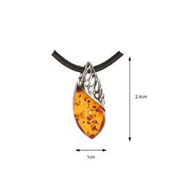 Artisana-Schmuck Amber Pendant with Leather Cord Modern Amber Pendant 925/000 Sterling Silver, 925/000 sterling silver Baltic Amber, Amber