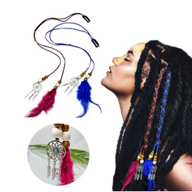 BOHO Hair wrap, 2 Pcs Hair strand String For dreads Colorful Synthetic Strands Dreadlock Accessories For Braids Wire Wraps DIY Hair extention Braiding Accessories (Wine Red+Dark blue)