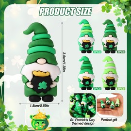 12pcs Mini Gnomes, St Patrick's Day Gnomes Decorations Lucky Green Miniature Gnome Figurines Collectible Tiny Beard Elf Dwarf Small Figurines to Hide and Seek for Home Table Decor