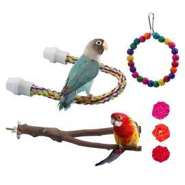 Rope Perches for Cage, Parrot Perch Stand, Bird Toys Set, Cage Accessories for Small and Medium Birds 5PCS
