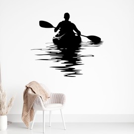 Man on Kayak Kayaker Home Vinyl Decal Stickers Wall Mural Arts Home Living Room Bedroom Gift Decor Silhouette Artworks for Sports and Outdoor Adventure Hunting