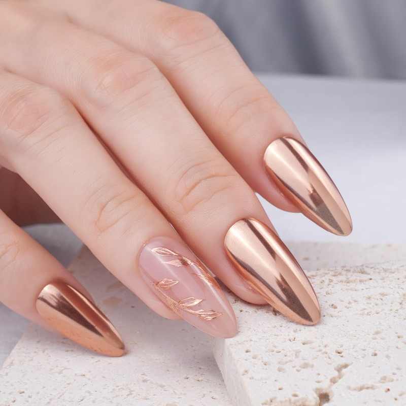 Pretty Diva Chrome Nail Powder - Bronze/Copper Mirror Effect Nail