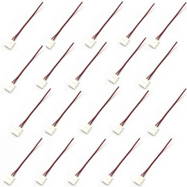 FainWan 20 unidades de 10 mm de ancho 2 pines LED tira de luz de un solo conector 3528/5050/5730/5630 adaptador de color cable PCB