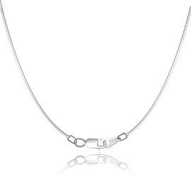 Jewlpire 925 Sterling Silver Chain for Women Girls 0.8mm Box Chain Lobster Claw Clasp - Italian Necklace Chain - Super Thin & Strong - Friendly Price & Quality 20 Inch