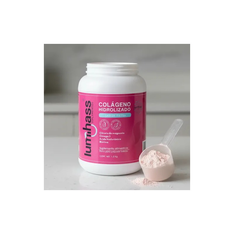 Colágeno Hidrolizado Lumihass Sabor Fresa Porciones Adicionado Omega Extracto Aguacate