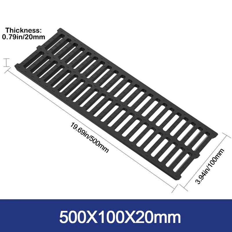 20 Inch Polymer Resin Trench Drain Grate, 7.87 Inch Wide