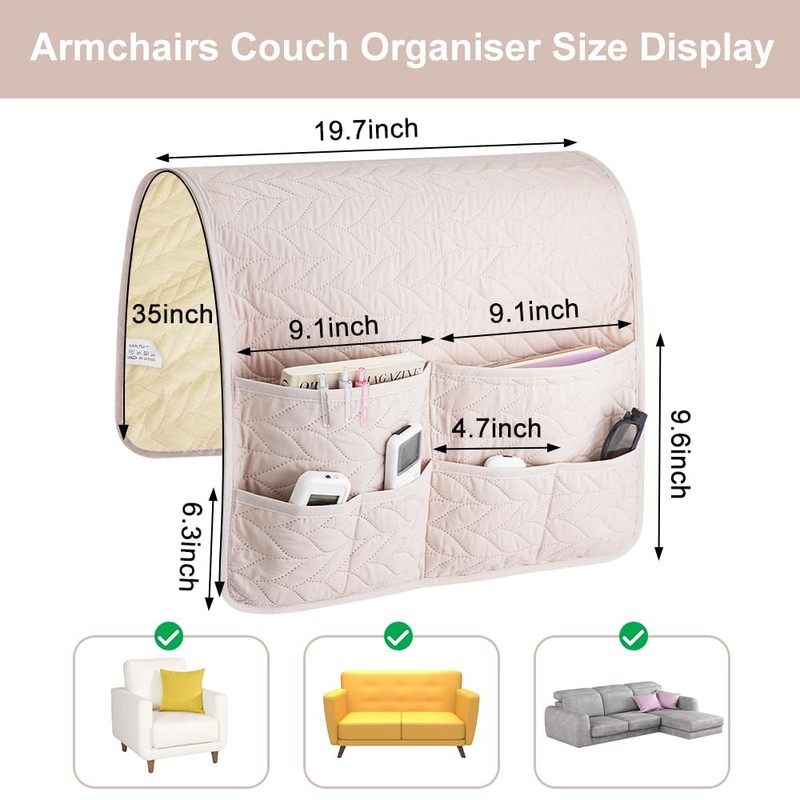 SITAKEGS Waterproof Sofa Armrest Organiser, Non-Slip Couch Armchair Caddy Storage