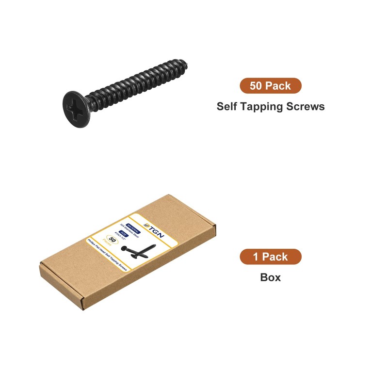 DTGN 50Pcs #10x1-1/2" Flat Head Wood Screws, 304 Stainless Steel
