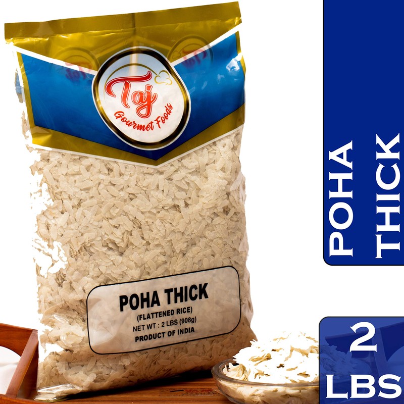 TAJ Poha Thick 2-Pounds | Powa Flattened Rice
