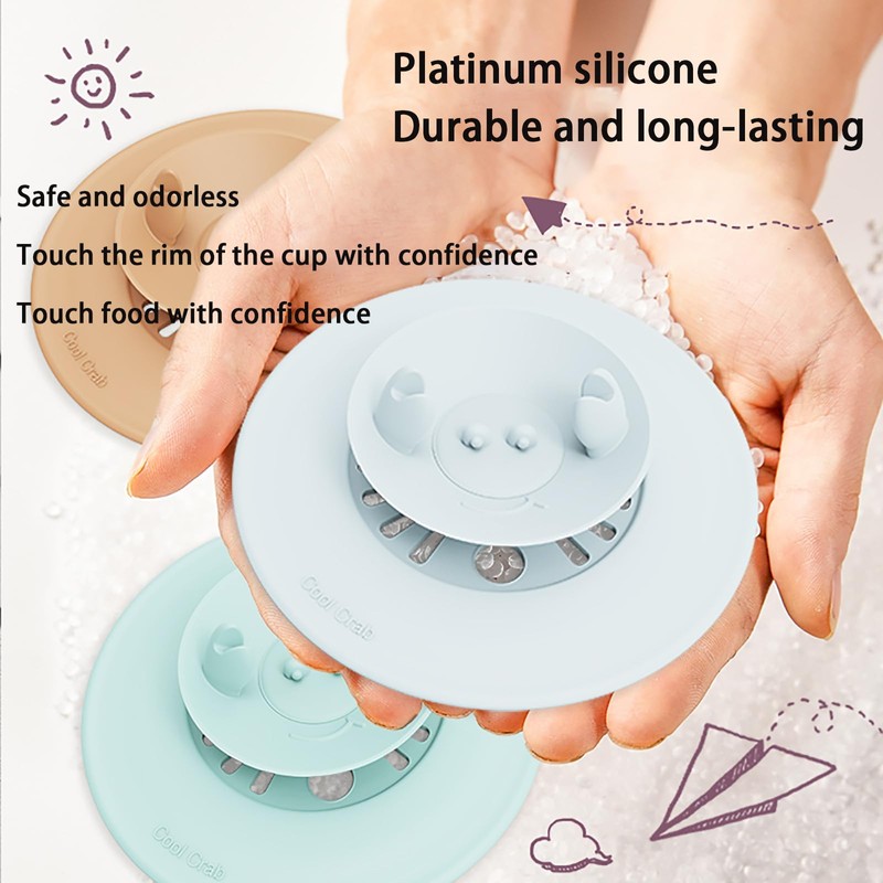 Silicone Cup Lids with Cute Animal Handle Design, Reusable Drink
