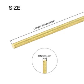 uxcell 1mm x 250mm Brass Round Rod, Metal Solid Shaft Rods Lathe Bar Stock for DIY Crafts Model Car Helicopter Airplane 10pcs