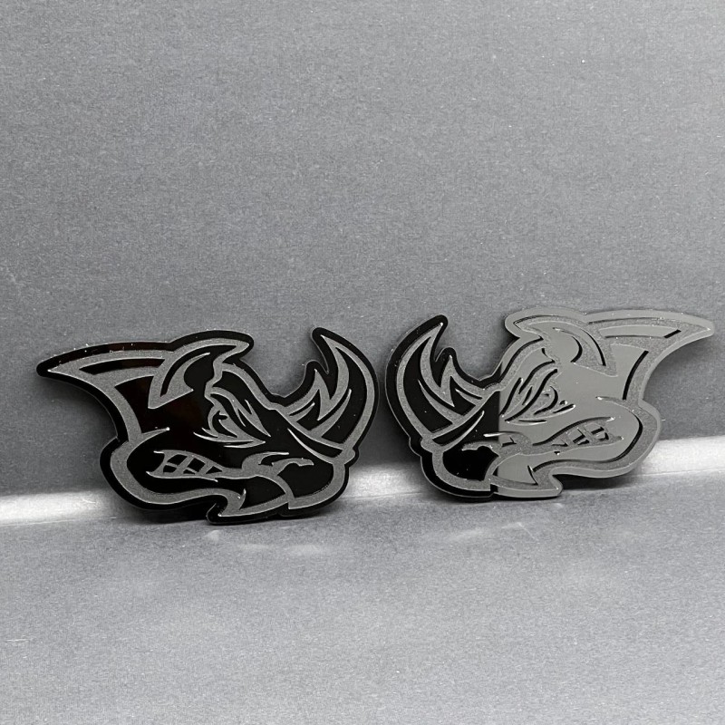 Emblem Badge 2pcs Rhino Badges Emblem Black Mate Black BADGES