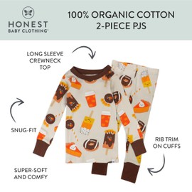 HonestBaby Family Matching Holiday Pajamas Organic Cotton for Men, Women, Kids, Toddlers, Baby Boys, Girls, Unisex Pets, Turkey Treats, 18 Months