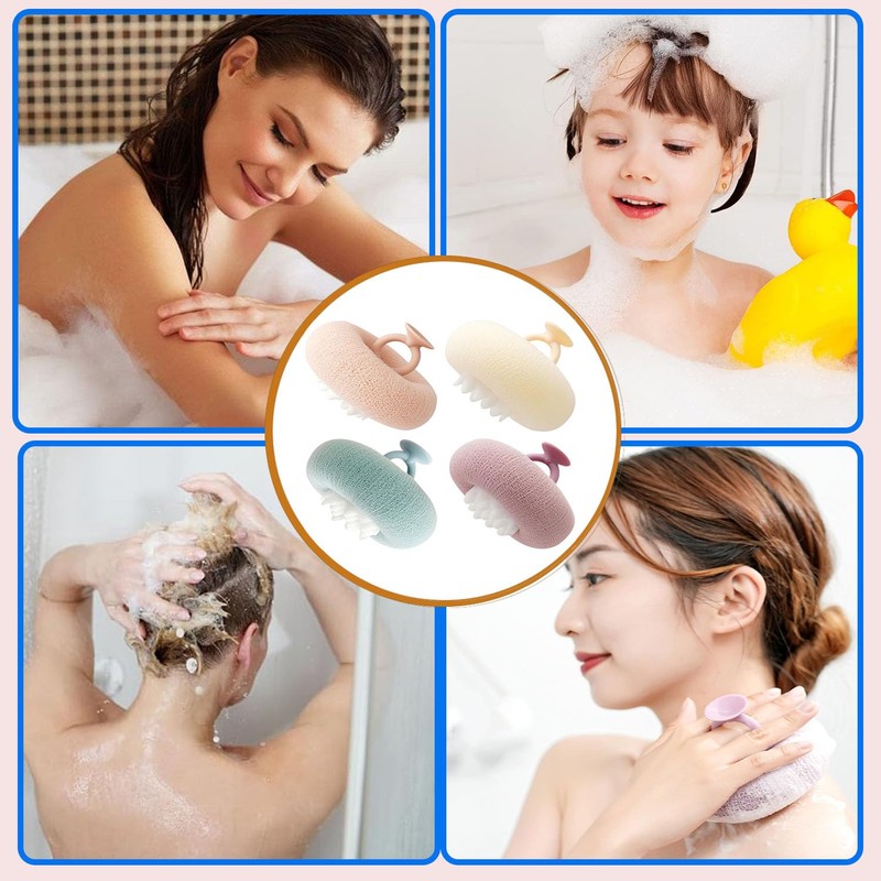 Shower Sponge, 4 Pieces Shower Sponges, Bath Sponge for Adults,