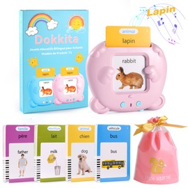 Dokkita Talking Flashcards Children's Toy from 2 3 4 5 6 Years Educational Games for Autism Learning Toy German Learning for Children Preschool Children Gift Powdered