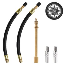 DOUSELLA Pack of 5 Car Tyre Valve Extensions Brass Car Valve Extension Flexible 18 cm Rubber Tyre Valve Copper Valve Adapter Tyre Extension Adapter for Car Motorcycle Bicycle