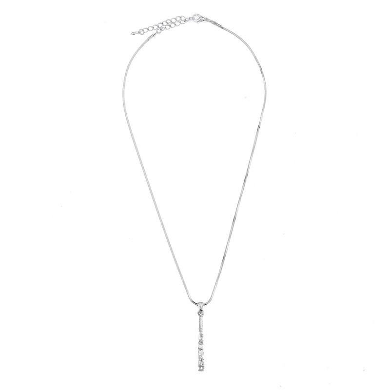 chelseachicNYC Crystal Flute Musical Instrument Necklace Silver