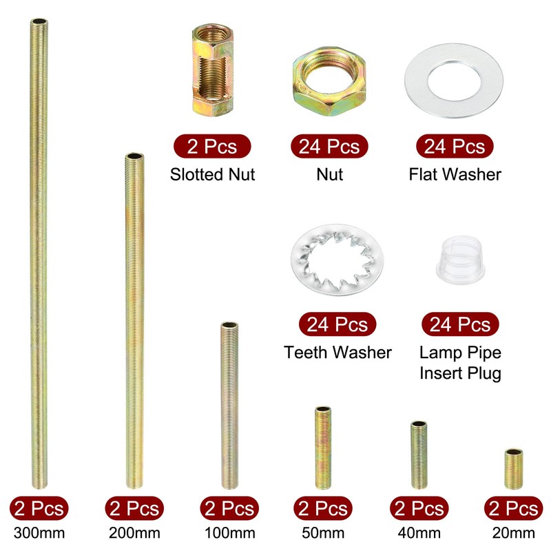 PATIKIL 1/8IP Thread 6 Size Lamp Pipe Kit with Lock