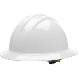 Bullard 33WHR Classic Hard Hat – White, Full Brim HDPE Hat with 6 Point Ratchet Suspension, Pillowed Brow Pad
